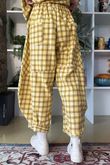 Patrick Plaid Brushed Cotton Barrel Pant Soft Ochre
